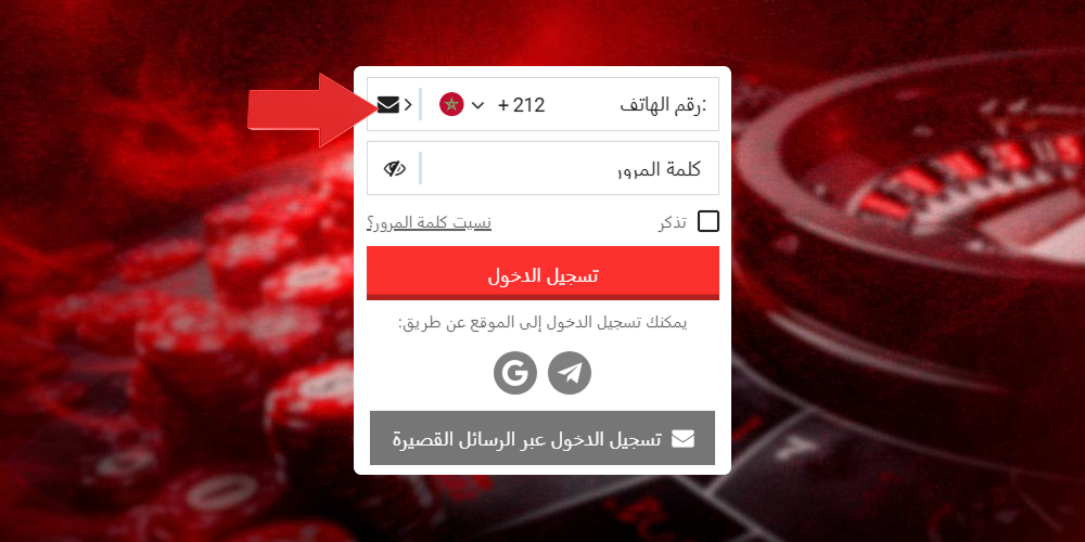 أدخل المعلومات في حقل البريد الإلكتروني